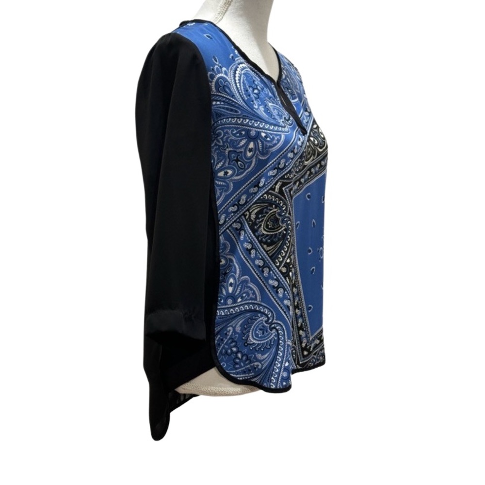 NWT SunLight Paris blouse. Blue and Black. Large - Picture 4 of 8